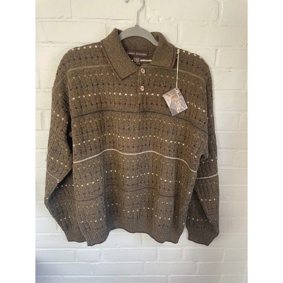 Liberty Sweaters Other - Vintage 90s Liberty Sweaters NWT Men's Small Loden Green Knit Polo Made in USA